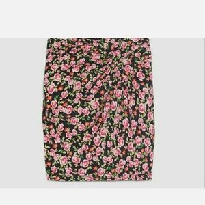 ZARA Womens floral draped mini skirt